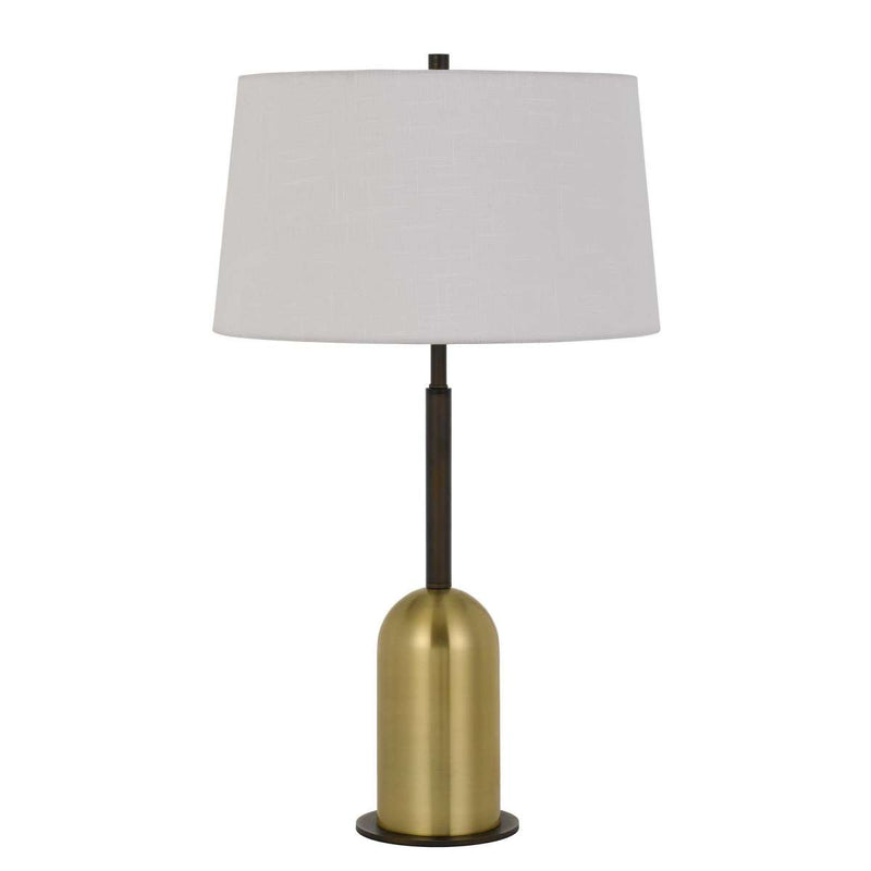 30" Metal Desk Lamp With Drum Style Shade, Brown And Gold By Benzara | Table Lamps |  Modishstore 