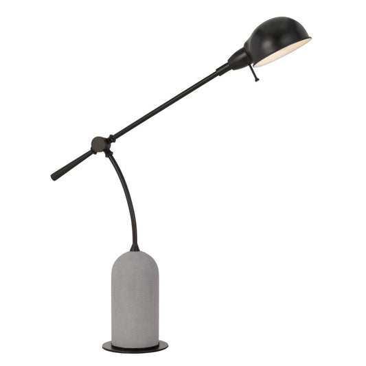 38" Metal Arm Desk Lamp With Cement Base, Black And White By Benzara | Table Lamps |  Modishstore 