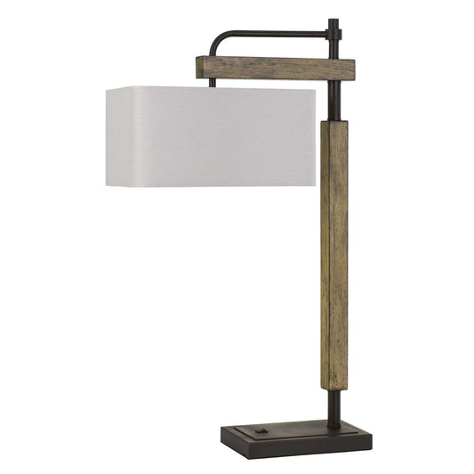32" Metal Desk Lamp With Downbridge Style Shade, Black And Brown By Benzara | Table Lamps |  Modishstore 