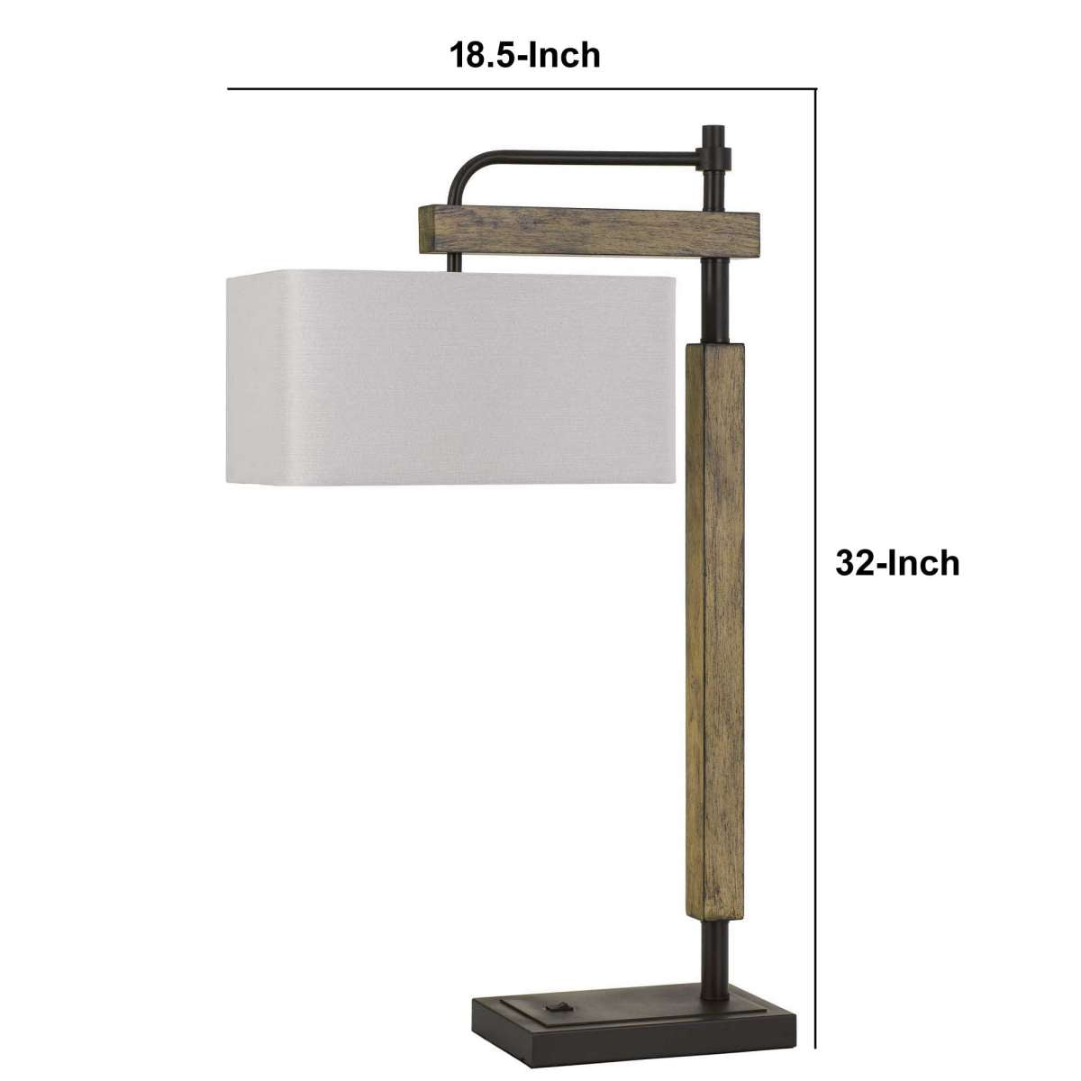 32" Metal Desk Lamp With Downbridge Style Shade, Black And Brown By Benzara | Table Lamps |  Modishstore  - 2