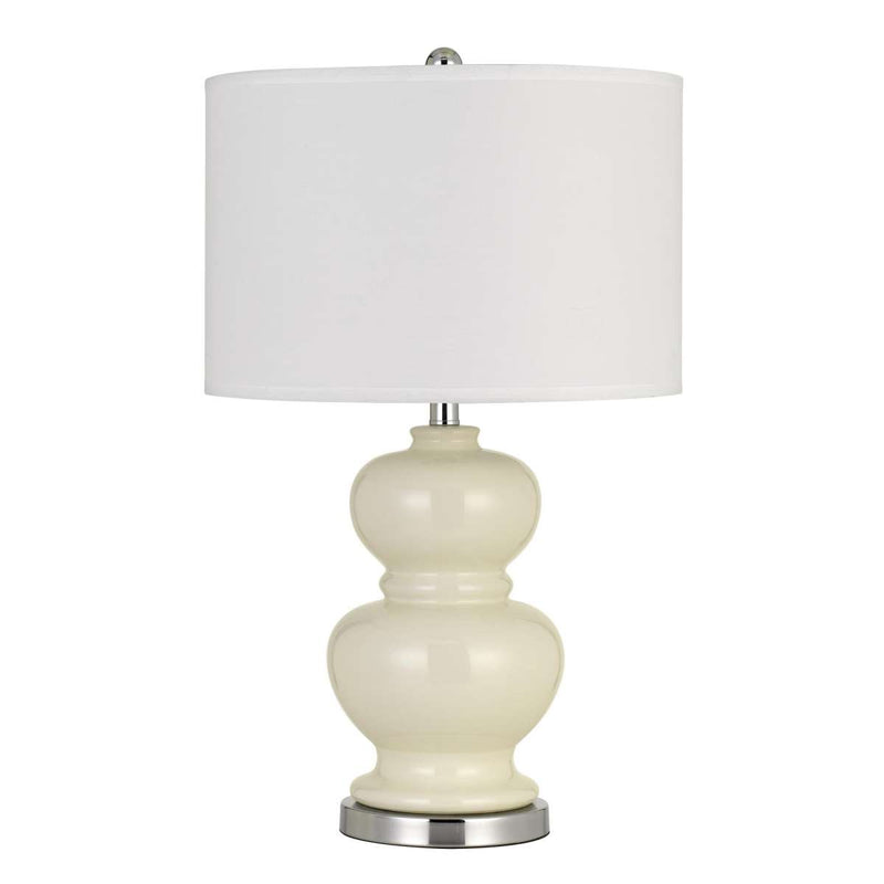 27" Ceramic Table Lamp With Hardback Style Shade, White And Silver By Benzara | Table Lamps |  Modishstore 