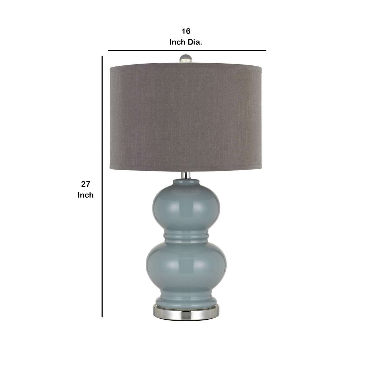 27" Ceramic Table Lamp With Hardback Style Shade, Gray And Blue By Benzara | Table Lamps |  Modishstore  - 2