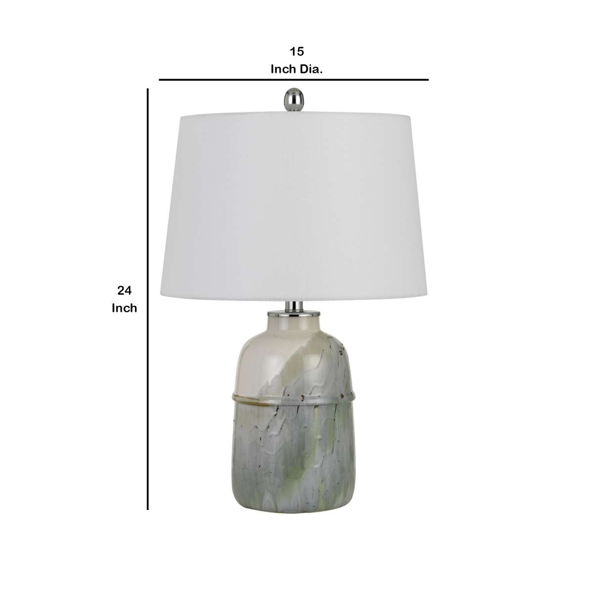 24" Ceramic Table Lamp With Pot Shaped Base, Green And White By Benzara | Table Lamps |  Modishstore  - 2