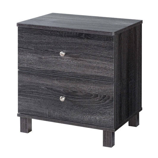 22 Inches 2 Drawer Nightstand With Straight Legs Distressed Gray By Benzara | Nightstands | Modishstore