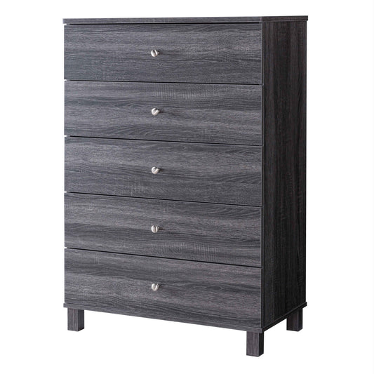 43.25 Inches 5 Drawer Chest With Straight Legs Distressed Gray By Benzara | Cabinets | Modishstore
