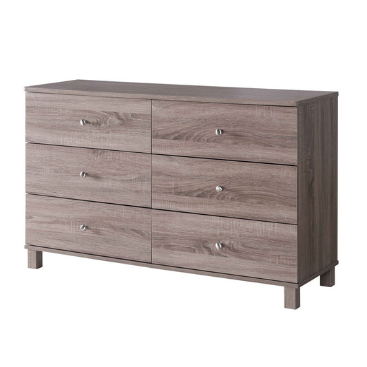 47.25 Inches 6 Drawer Dresser With Straight Legs Taupe Brown By Benzara | Dressers | Modishstore