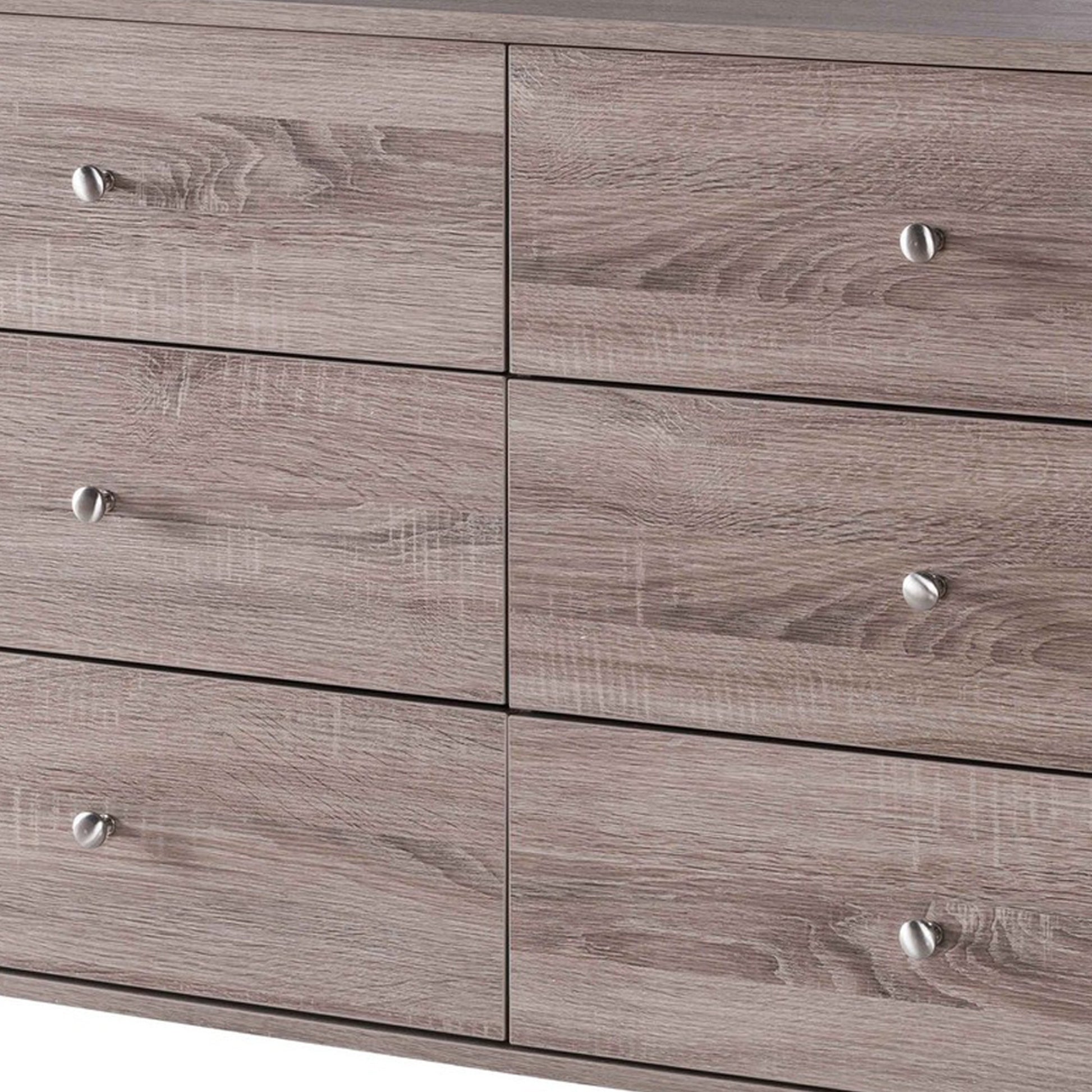 47.25 Inches 6 Drawer Dresser With Straight Legs Taupe Brown By Benzara | Dressers | Modishstore - 3