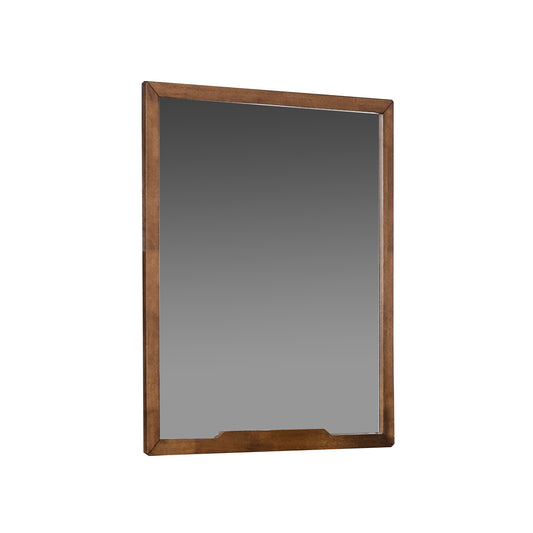 Sleek Wooden Frame Wall Mirror With Mounting Hardware, Walnut Brown By Benzara | Mirrors |  Modishstore 
