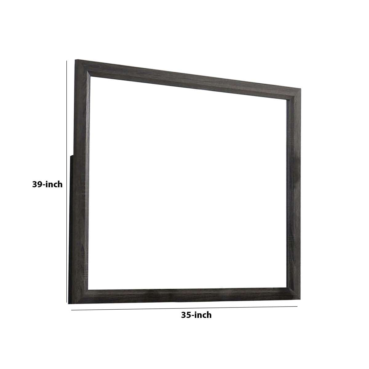 39 Inch Contemporary Wooden Frame Mirror, Gray By Benzara | Mirrors |  Modishstore  - 2