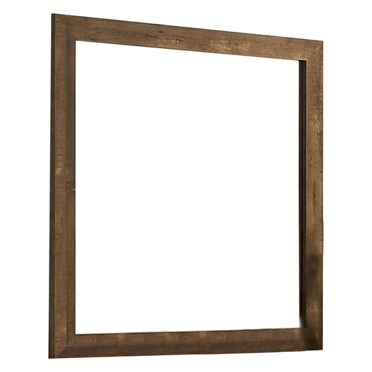 39 Inch Square Wooden Frame Rustic Mirror, Walnut By Benzara | Mirrors |  Modishstore 