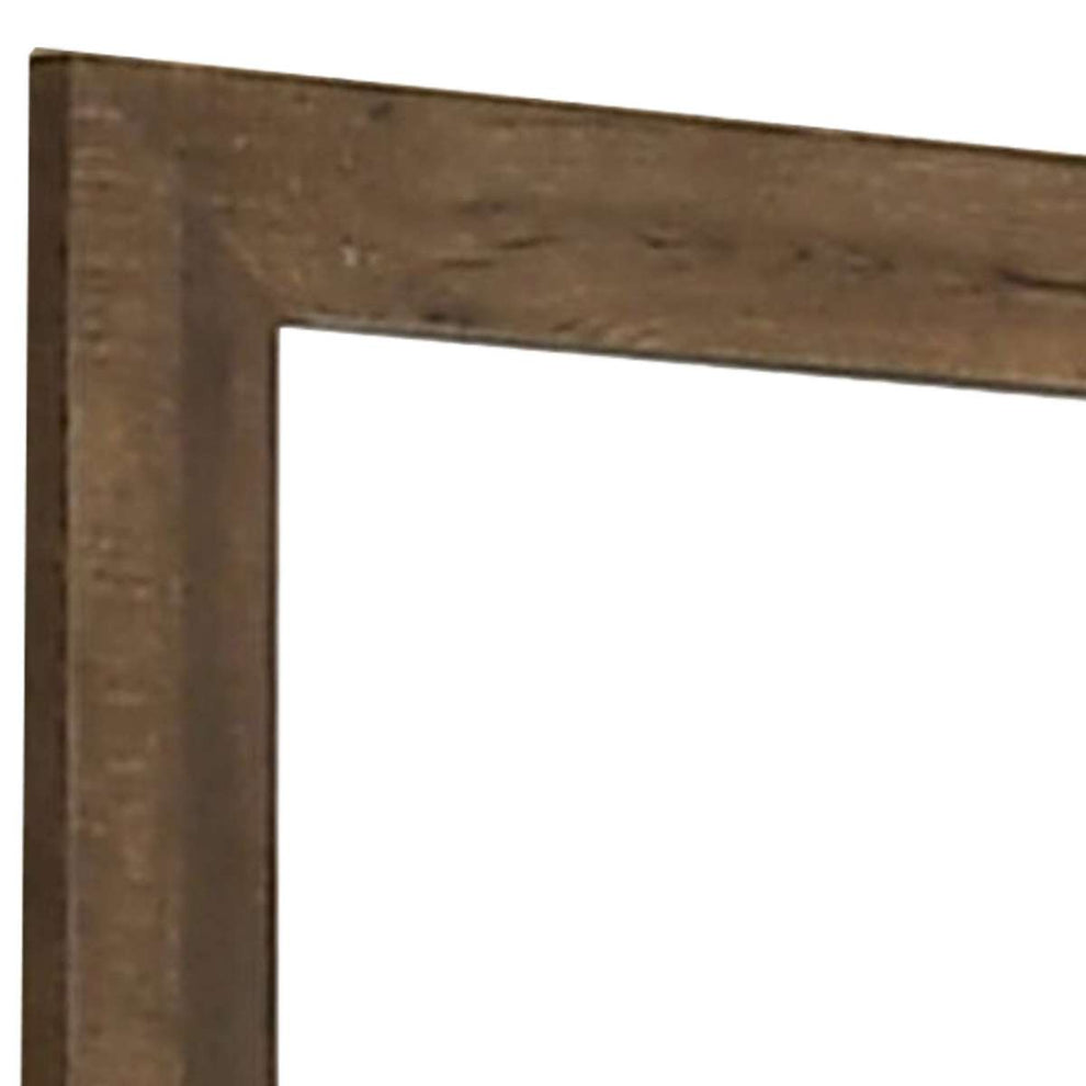 39 Inch Square Wooden Frame Rustic Mirror, Walnut By Benzara | Mirrors |  Modishstore  - 3