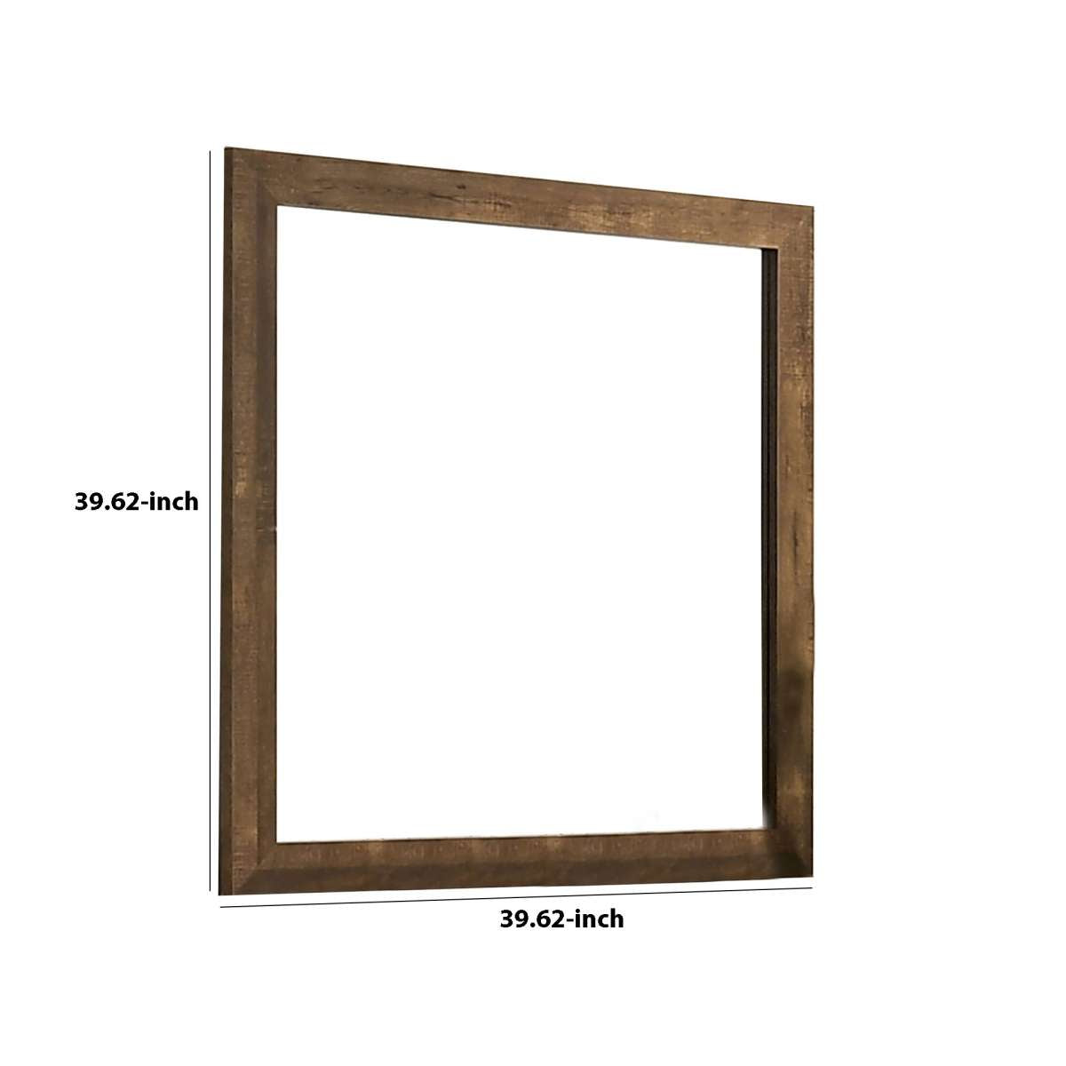 39 Inch Square Wooden Frame Rustic Mirror, Walnut By Benzara | Mirrors |  Modishstore  - 2