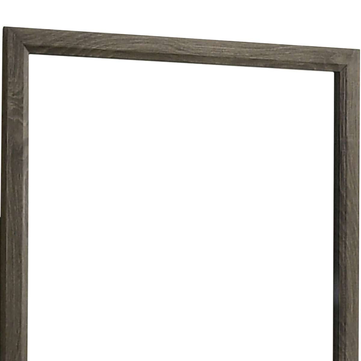 35 Inch Transitional Style Wooden Frame Mirror, Gray By Benzara | Mirrors |  Modishstore  - 5