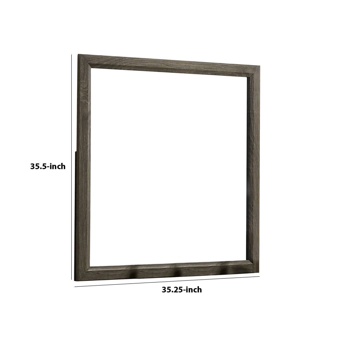 35 Inch Transitional Style Wooden Frame Mirror, Gray By Benzara | Mirrors |  Modishstore  - 2