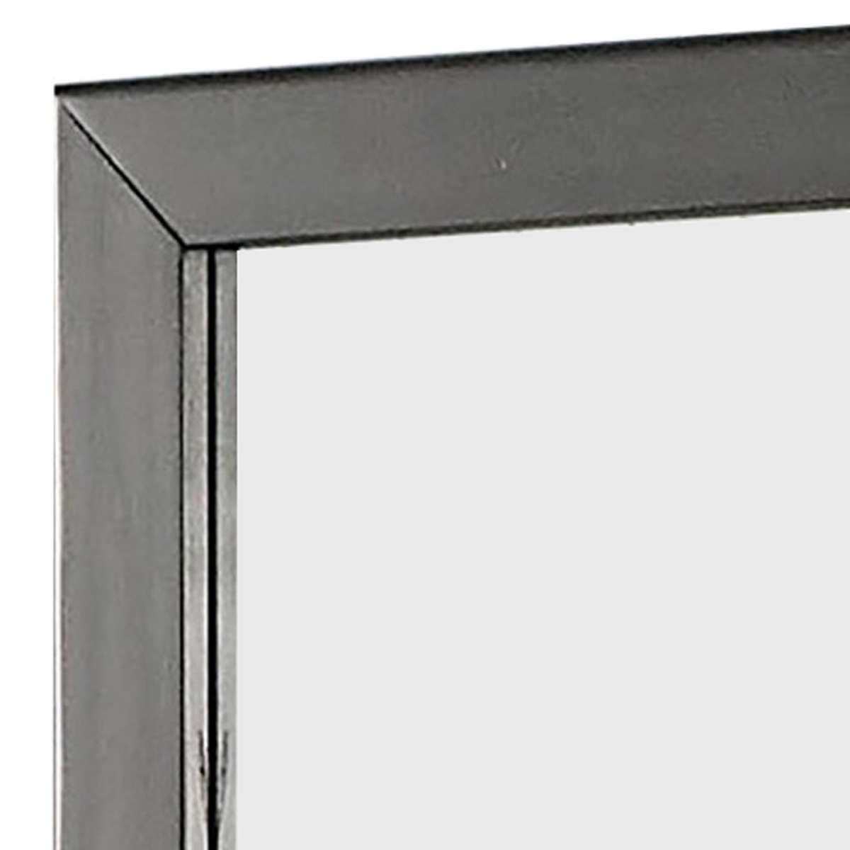 32 Inch Transitional Style Wooden Frame Mirror, Gray By Benzara | Mirrors |  Modishstore  - 3