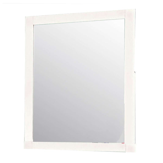 32 Inch Contemporary Style Wooden Frame Mirror, White By Benzara | Mirrors |  Modishstore 