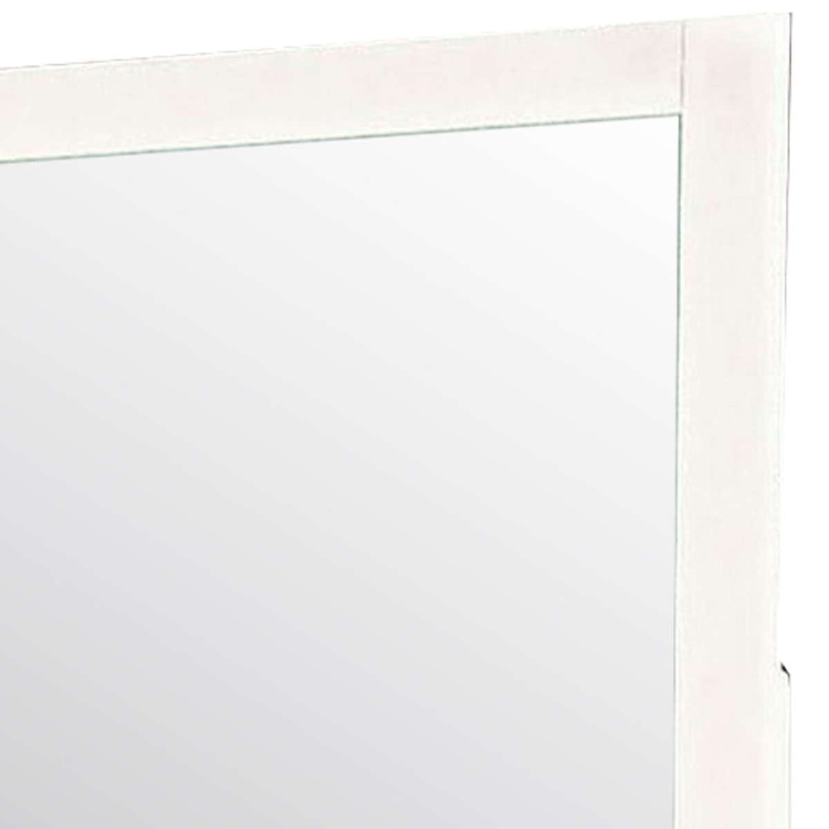32 Inch Contemporary Style Wooden Frame Mirror, White By Benzara | Mirrors |  Modishstore  - 5