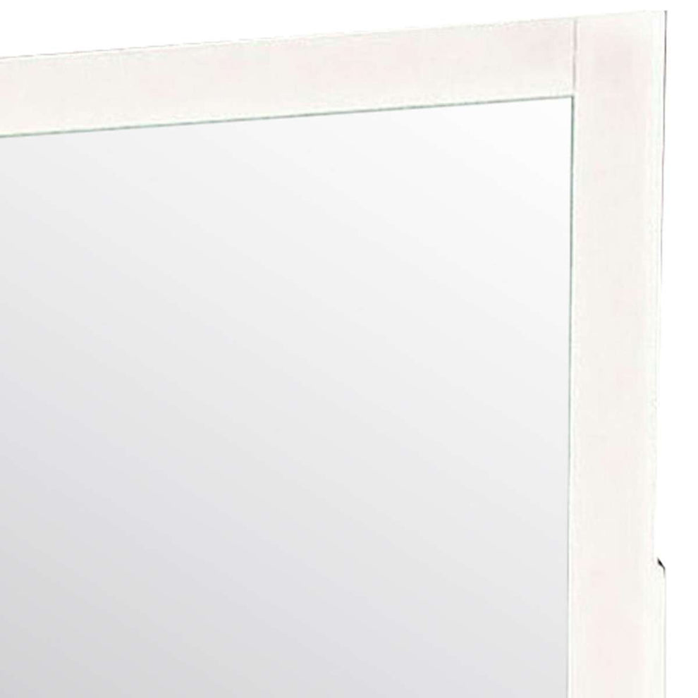 32 Inch Contemporary Style Wooden Frame Mirror, White By Benzara | Mirrors |  Modishstore  - 5