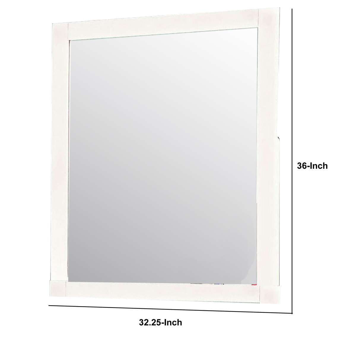 32 Inch Contemporary Style Wooden Frame Mirror, White By Benzara | Mirrors |  Modishstore  - 2