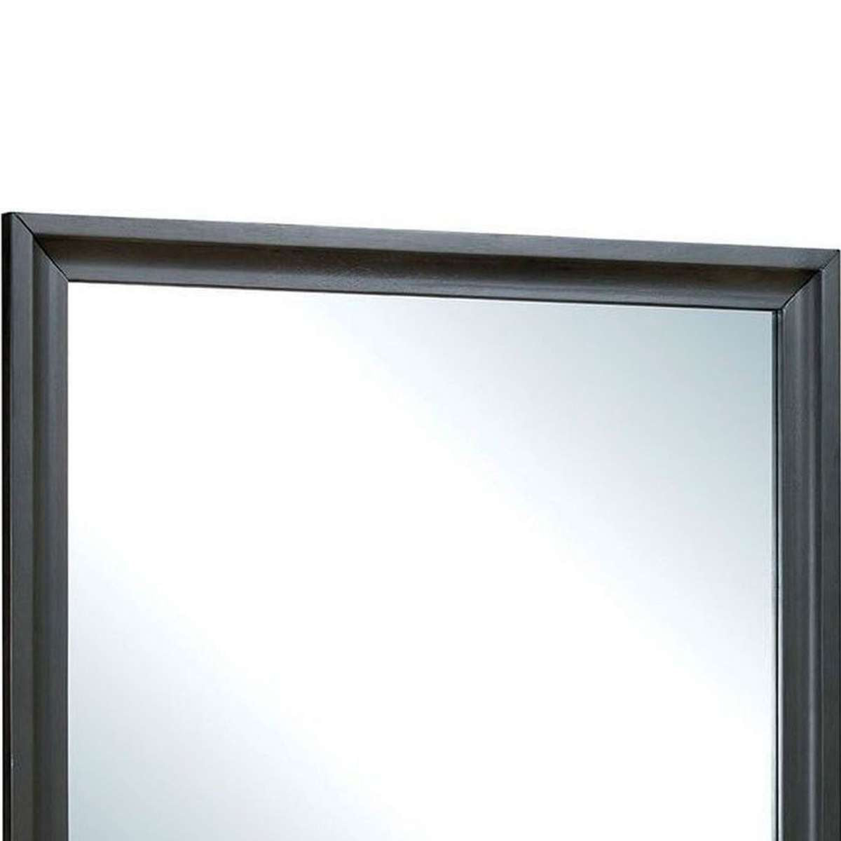 32 Inch Transitional Style Wooden Frame Mirror, Antique Gray By Benzara | Mirrors |  Modishstore  - 5