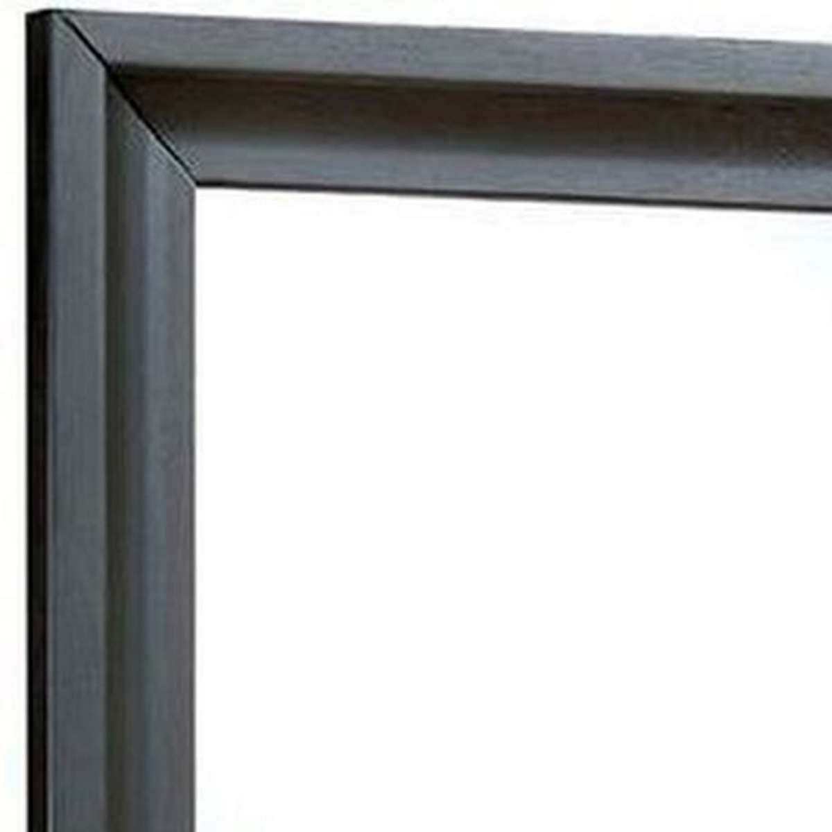 32 Inch Transitional Style Wooden Frame Mirror, Antique Gray By Benzara | Mirrors |  Modishstore  - 3
