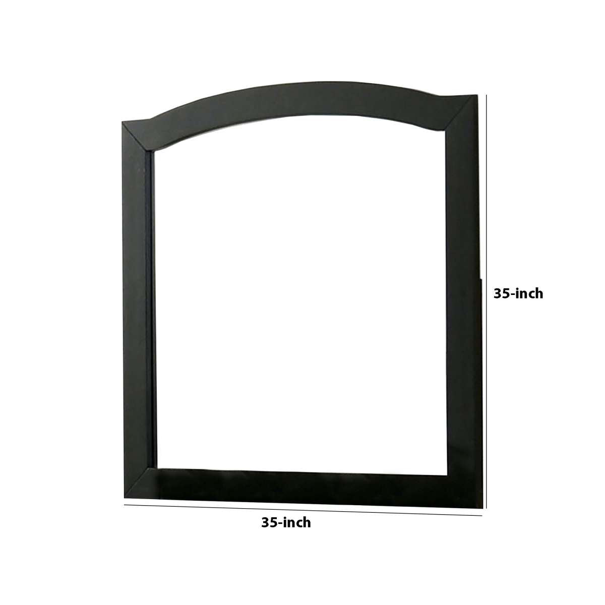 35 Inch Transitional Style Wooden Frame Square Mirror, Black By Benzara | Mirrors |  Modishstore  - 2