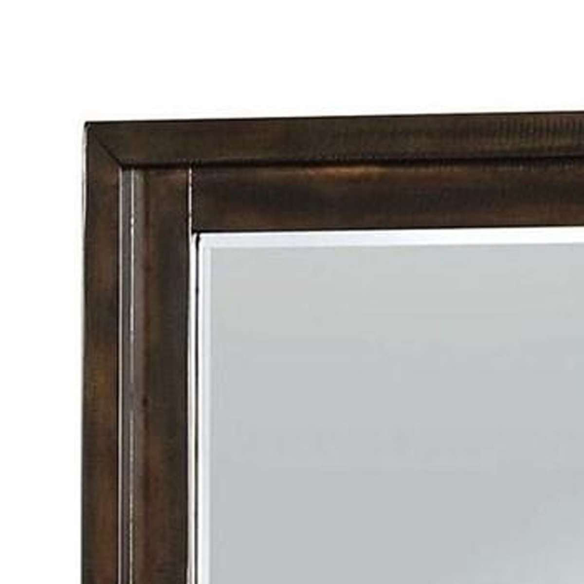 46 Inch Transitional Style Wooden Frame Mirror, Dark Brown By Benzara | Mirrors |  Modishstore  - 3