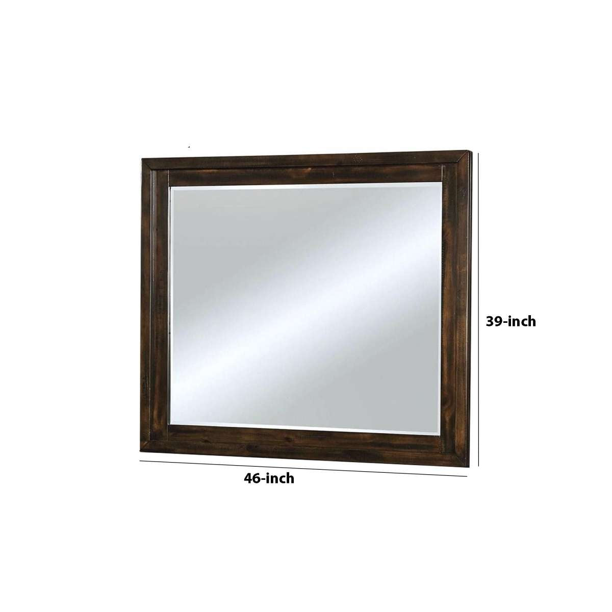 46 Inch Transitional Style Wooden Frame Mirror, Dark Brown By Benzara | Mirrors |  Modishstore  - 2