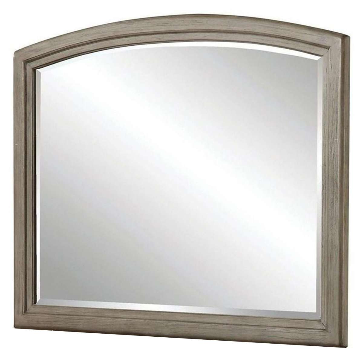 46 Inch Transitional Style Curved Wooden Frame Mirror, Gray By Benzara | Mirrors |  Modishstore 