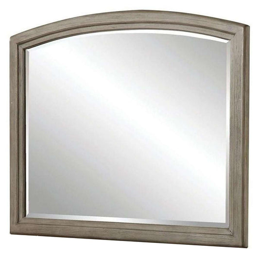46 Inch Transitional Style Curved Wooden Frame Mirror, Gray By Benzara | Mirrors |  Modishstore 