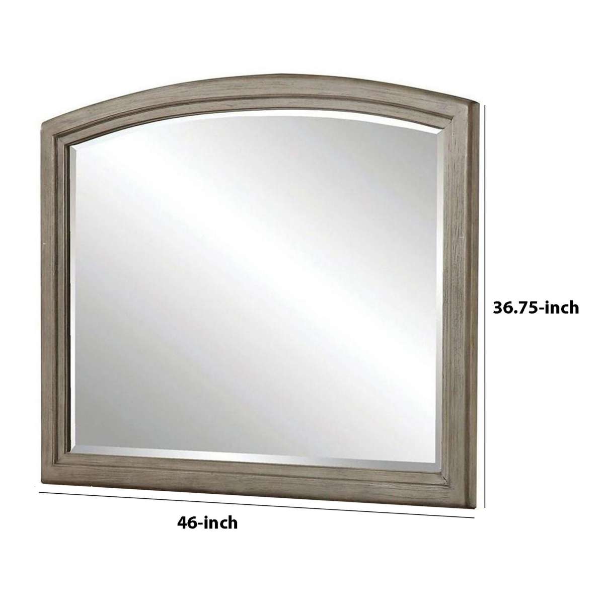 46 Inch Transitional Style Curved Wooden Frame Mirror, Gray By Benzara | Mirrors |  Modishstore  - 2