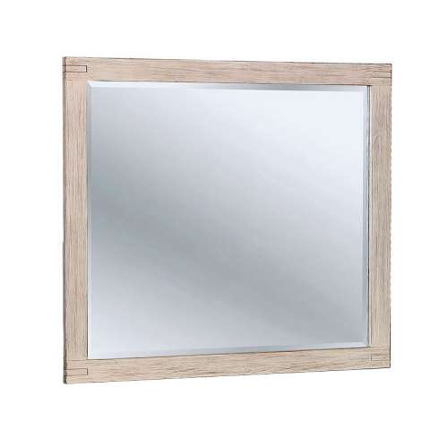 44 Inch Rectangular Rustic Wooden Frame Mirror, Brushed White By Benzara | Mirrors |  Modishstore 