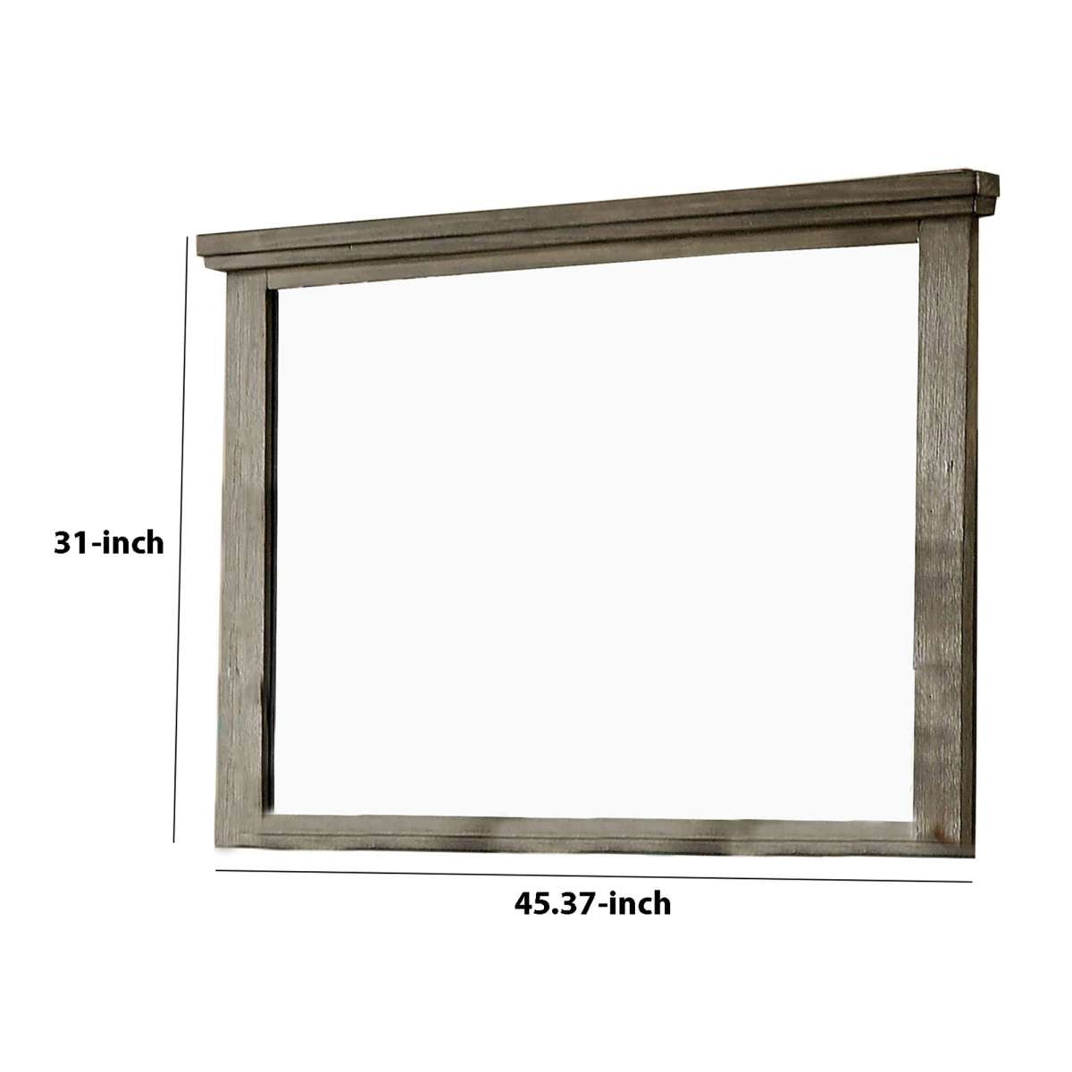 45 Inch Transitional Style Wooden Frame Mirror, Gray By Benzara | Mirrors |  Modishstore  - 2
