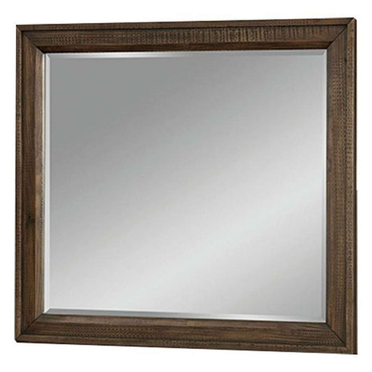 42 Inch Rectangular Wooden Frame Transitional Mirror, Brown By Benzara | Mirrors |  Modishstore 