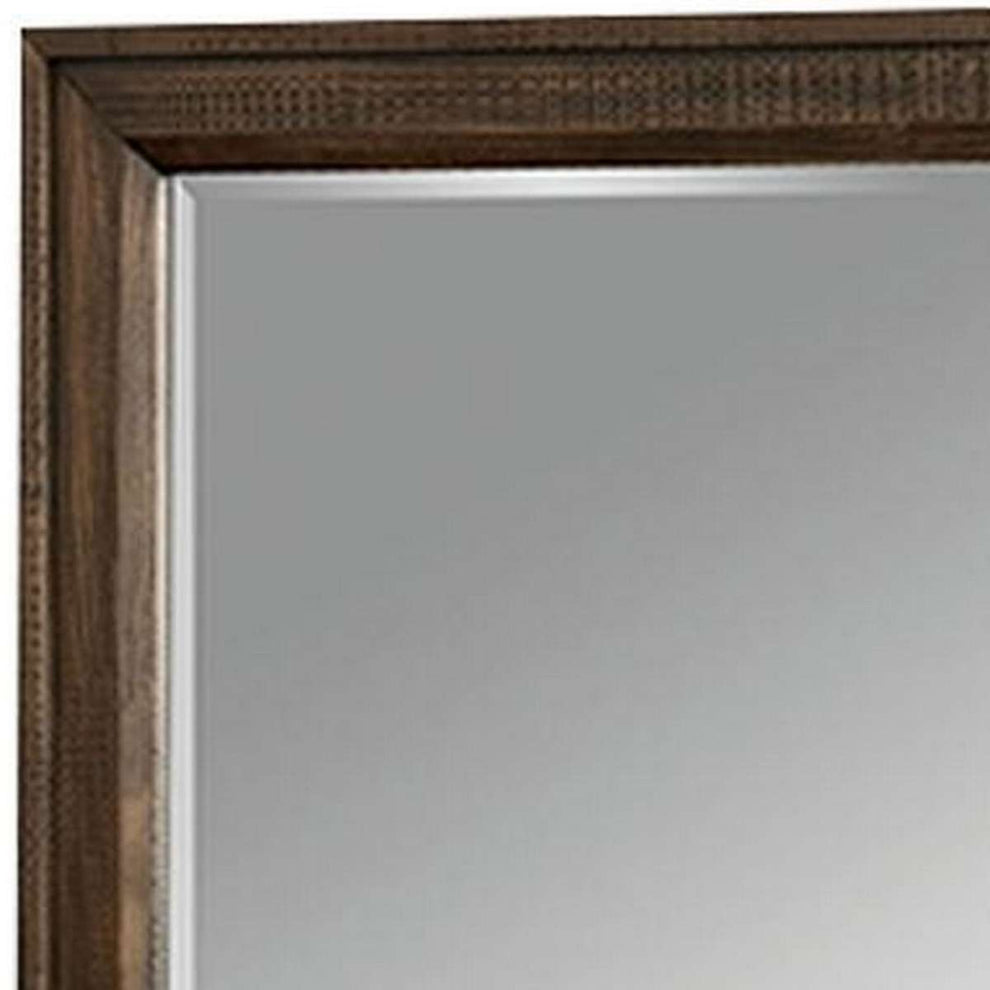 42 Inch Rectangular Wooden Frame Transitional Mirror, Brown By Benzara | Mirrors |  Modishstore  - 5