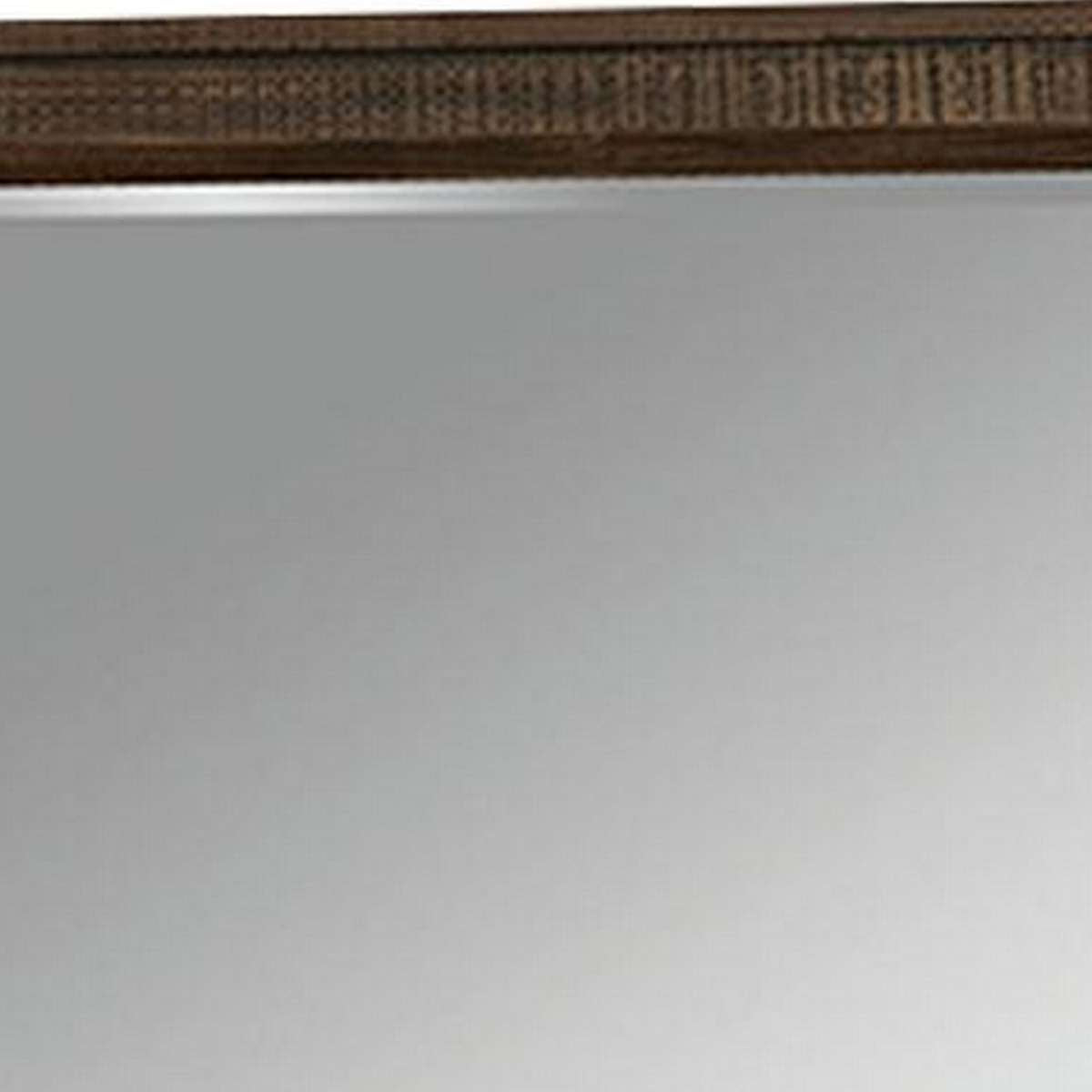 42 Inch Rectangular Wooden Frame Transitional Mirror, Brown By Benzara | Mirrors |  Modishstore  - 4