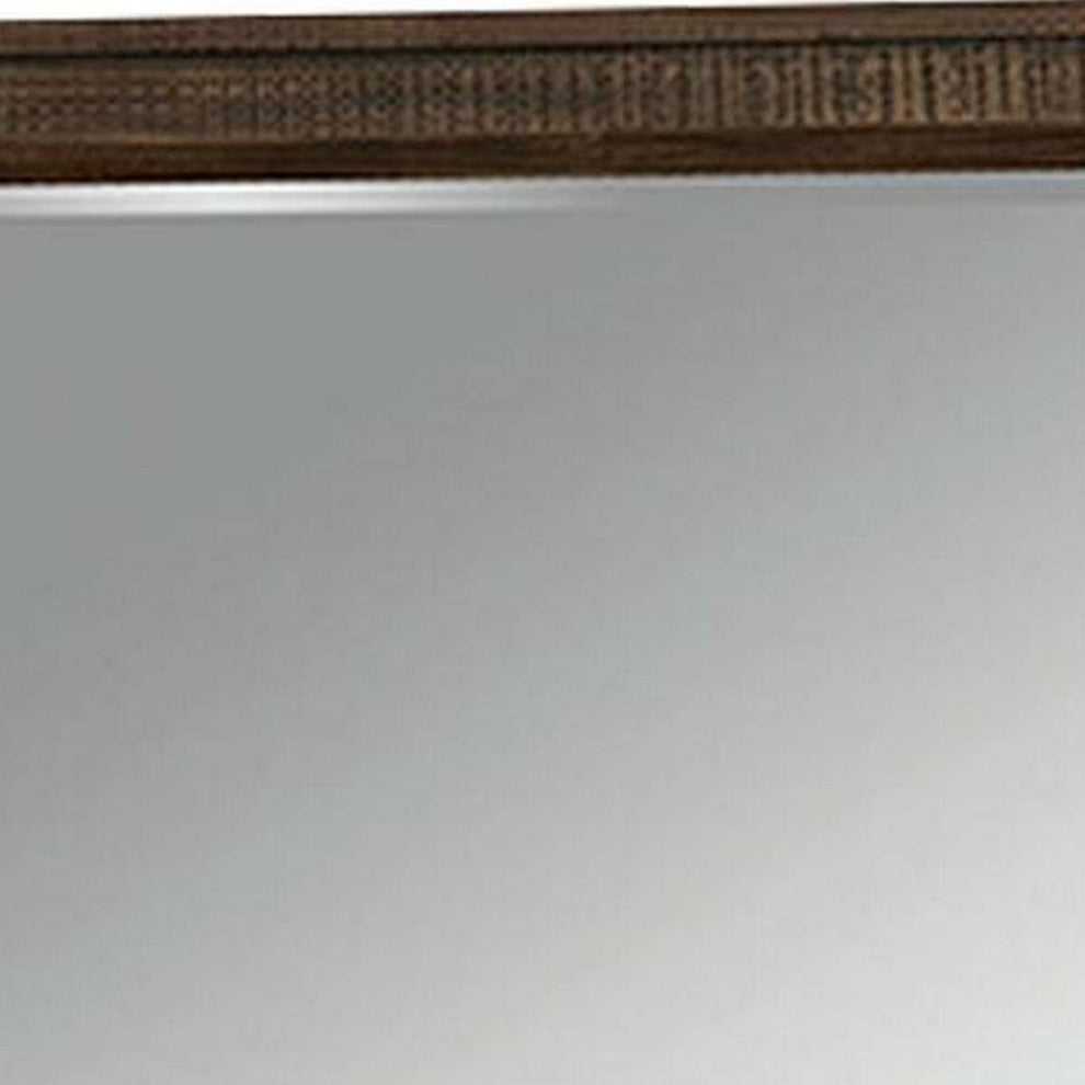 42 Inch Rectangular Wooden Frame Transitional Mirror, Brown By Benzara | Mirrors |  Modishstore  - 4