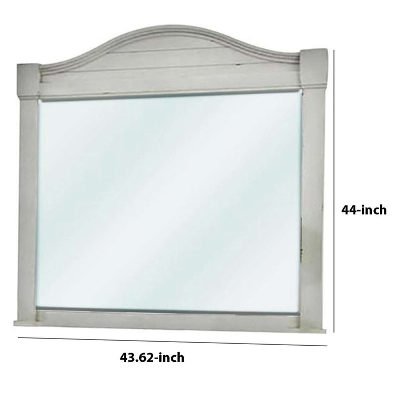 44 Inch Wooden Frame Mirror With Camelback Top, White By Benzara | Mirrors |  Modishstore 