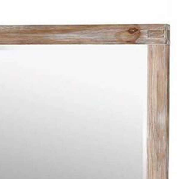 38 Inch Mirror With Rectangular Wooden Frame, Brown By Benzara | Mirrors |  Modishstore  - 3