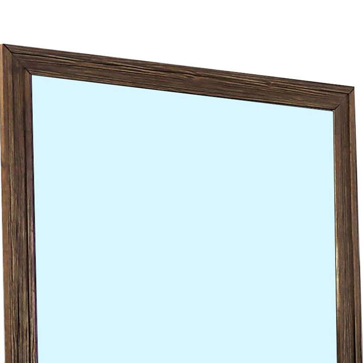 39 Inch Mirror With Rectangular Wooden Frame, Brown By Benzara | Mirrors |  Modishstore  - 5