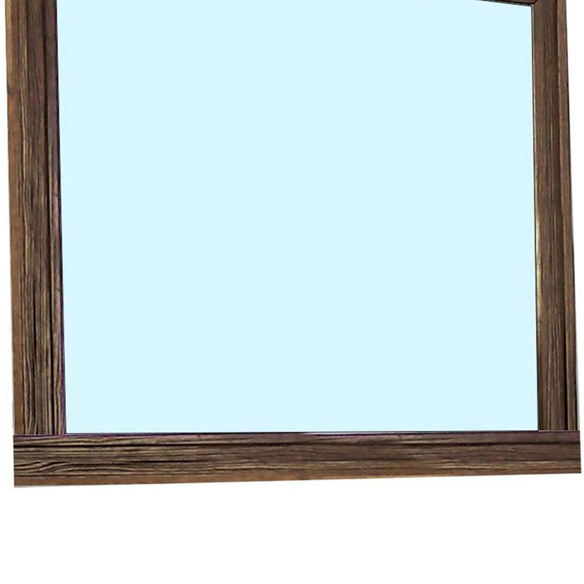 39 Inch Mirror With Rectangular Wooden Frame, Brown By Benzara | Mirrors |  Modishstore  - 4