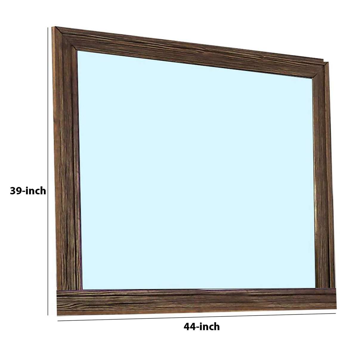 39 Inch Mirror With Rectangular Wooden Frame, Brown By Benzara | Mirrors |  Modishstore  - 2