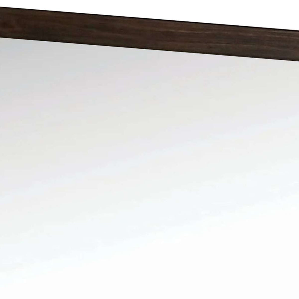 37 Inch Mirror With Rectangular Wooden Frame, Brown By Benzara | Mirrors |  Modishstore  - 4