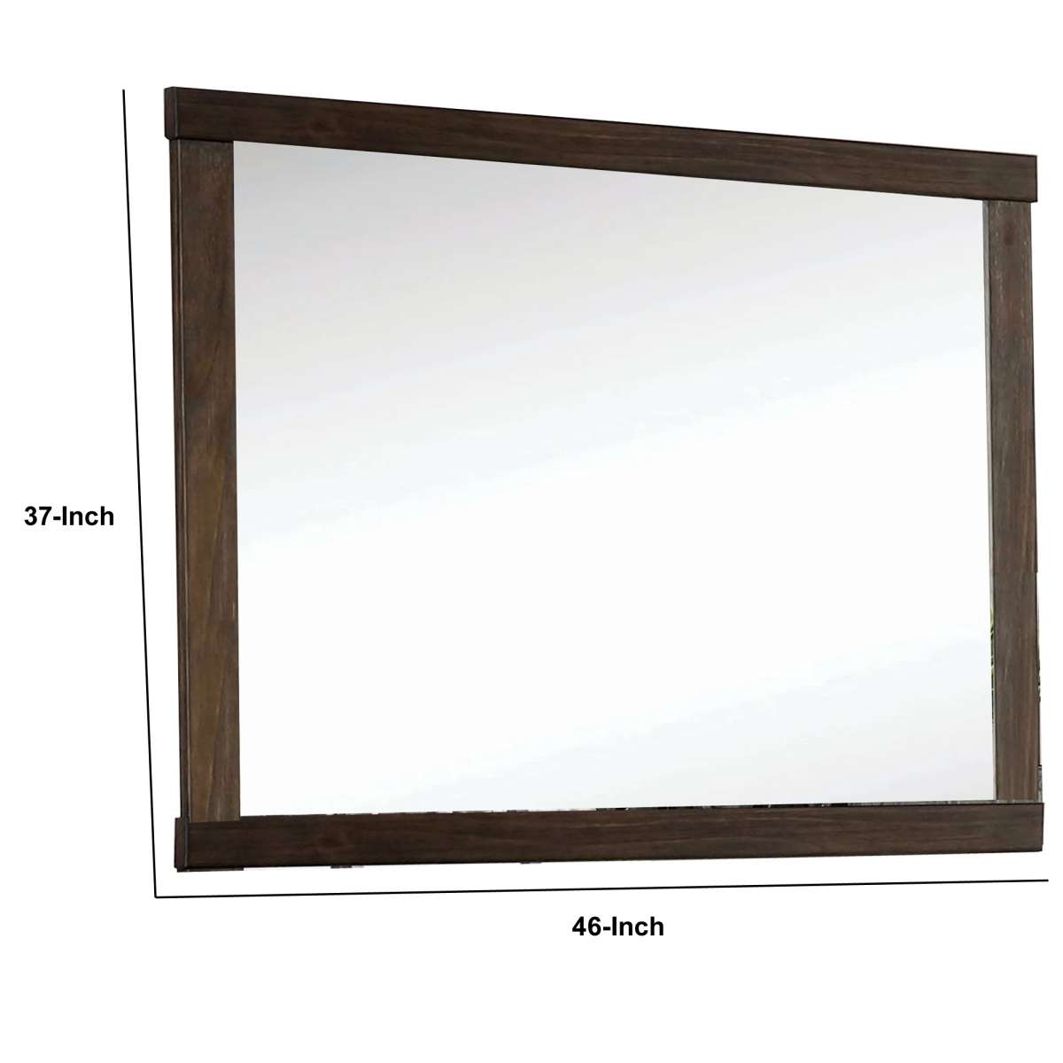 37 Inch Mirror With Rectangular Wooden Frame, Brown By Benzara | Mirrors |  Modishstore  - 2