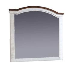 39 Inch Wooden Frame Mirror With Arched Top, White By Benzara