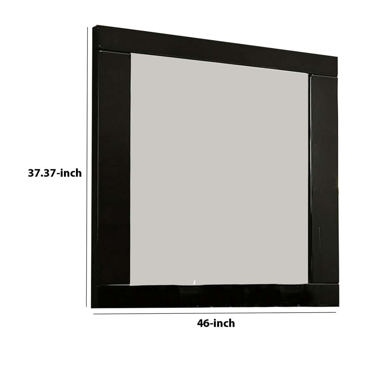 37 Inch Rectangular Mirror With Wooden Frame, Black By Benzara | Mirrors |  Modishstore  - 2