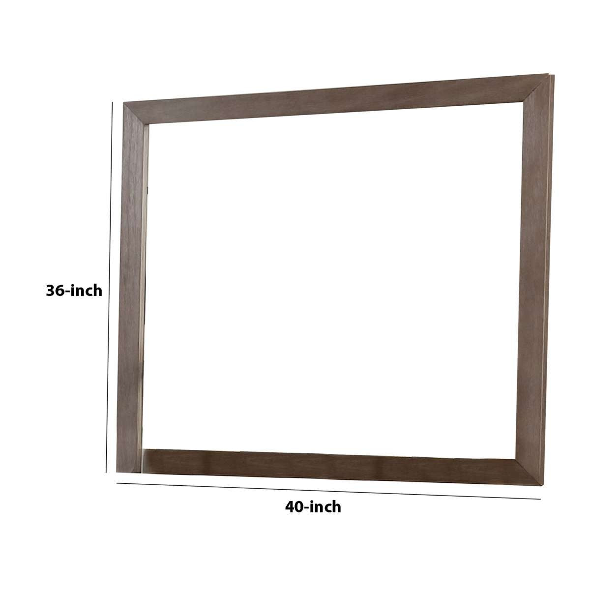 36 Inch Mirror With Rectangular Wooden Frame, Brown By Benzara | Mirrors |  Modishstore  - 2