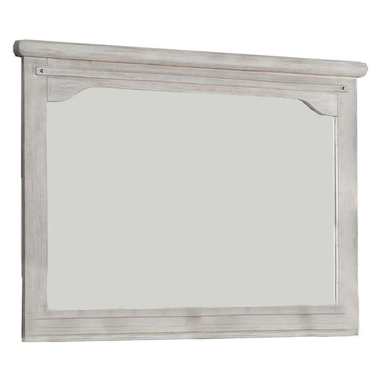 36 Inch Mirror With Chiseled Inner Wooden Frame, White By Benzara | Mirrors |  Modishstore 