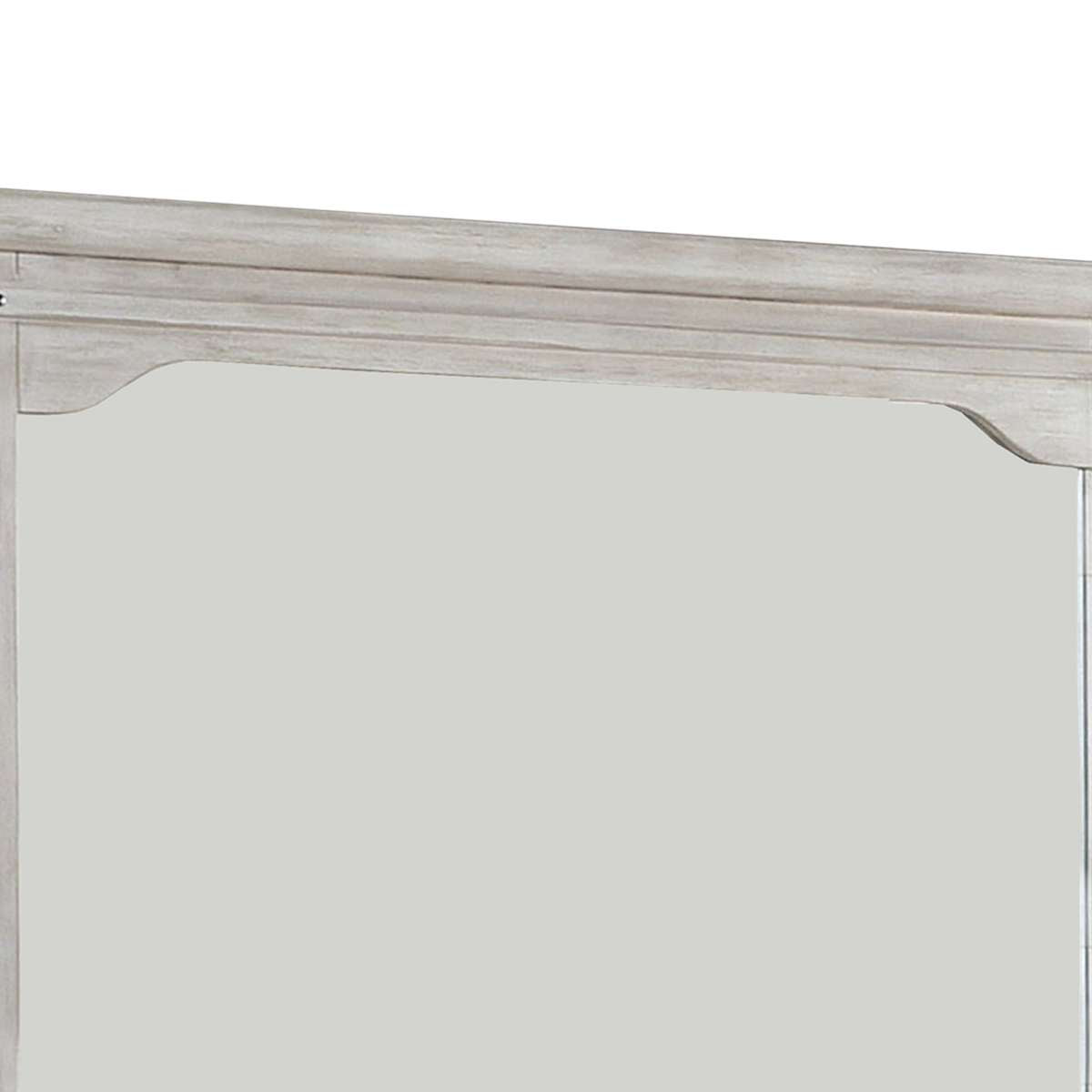 36 Inch Mirror With Chiseled Inner Wooden Frame, White By Benzara | Mirrors |  Modishstore  - 5