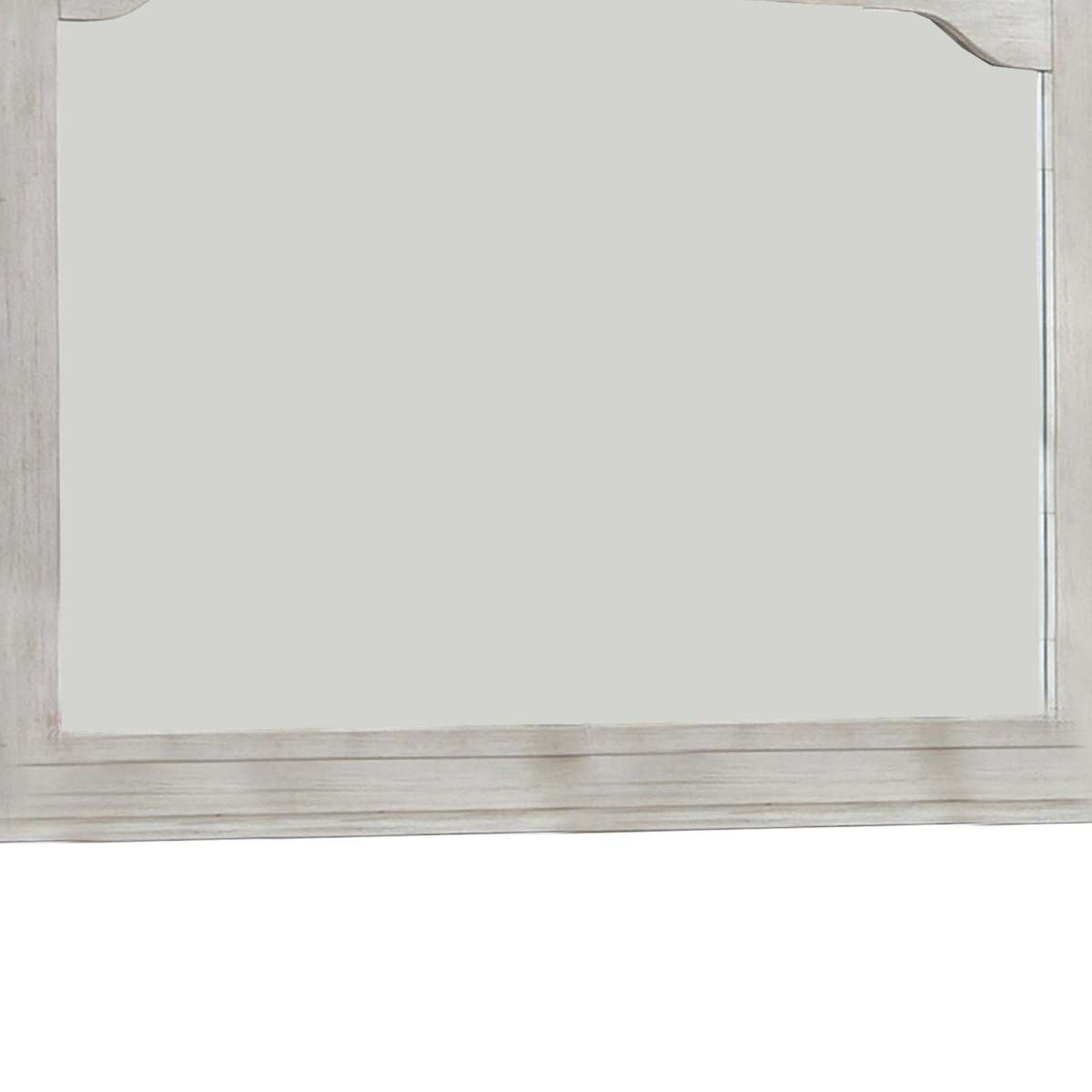 36 Inch Mirror With Chiseled Inner Wooden Frame, White By Benzara | Mirrors |  Modishstore  - 4
